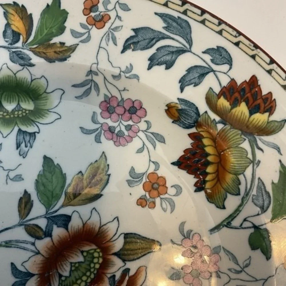 VTG‎ Wedgwood Tonquin Round Polychrome Floral Rare Early Antique Plate 10